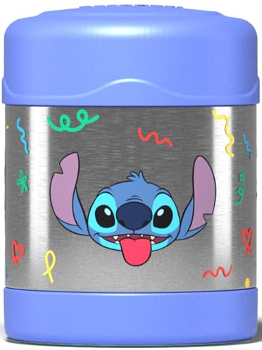 Thermos Disney Stitch Kids Lunch Food Flask (290ml) 5h Hot | 7h Cold | Thermal vacuum insulated stainless steel metal hot food container with lid for soup, meal prep, school packed lunch bag/box