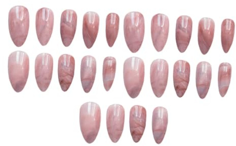 SOIMISS 24pcs Women Fake Nails Long False Nails Full Cover Marble False for Art Design at Home Sweet Charming Fashionable Press