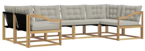 vidaXL Outdoor-Sofagarnitur mit Kissen 6 pcs Weiß und Hellgrau, Garten-Sofa, modernes Outdoor-Sitzset, strapazierfähige Terrassenmöbel, gemütliche Lounge für Dein Wohnzimmer
