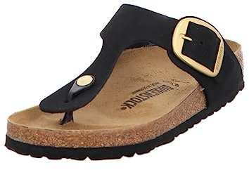 Birkenstock Gizeh Birko-Flor, Sandali Unisex - Adulto, Nero (Schwarz Lack), 35 (Normale)