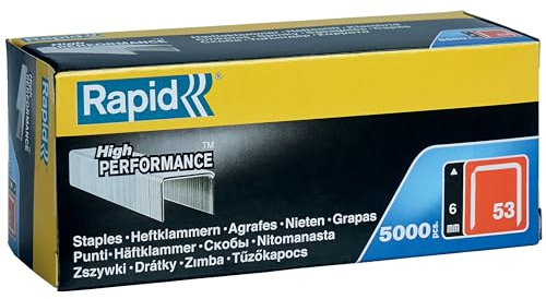 Rapid Tackerklammern Typ 53, 6mm Klammern, 5.000 Stk. Großpackung, Feindrahtklammern für Holz und Stoffe