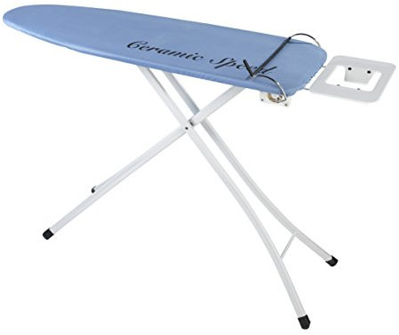 WENKO 3. Hand Bügeltisch 122 x 38 cm - mit Halteklammer für Wäsche, pulverbeschichtetes Metall, 122 x 96.5 x 38 cm, Weiß