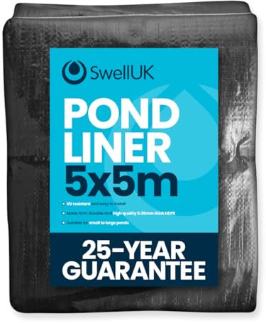Swell UK 5m x 5m Pond Liner | 25 Year Guarantee | HDPE | UV Resistant | Garden Fish Ponds