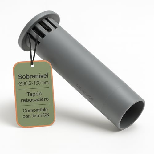 CUBETAS GASTRONORM Sobrenivel Tapón Rebosadero Ø36.5 x 130 mm Tubo Control Nivel Agua Lavavajillas Lavavasos Compatible con Jemi GS 2 GS 3 GS 4 2 GS 6 GS 8 2 GS 9 Ref 1016003 Hostelería Pro