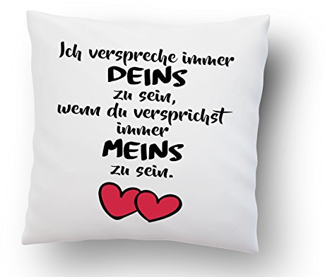 LIEBTASTISCH Liebes Kissenbezug mit Spruch ''Ich verspreche Immer deins zu Sein...'' - Kissen-Hülle - Deko-Kissen - weiß 40cm x 40cm - Liebe - Schatz - Beziehung -