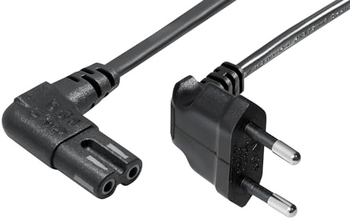 MaxTrack Platzsparendes Strom Anschlusskabel - N8-5L, Winkel-Eurostecker auf Winkel Doppelnutkupplung, für Spielekonsolen wie PS5 und Xbox, Stromkabel für Fernseher