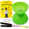 Diabolo Freizeitsport - Diabolo Set de Jonglage - Comet - Vert Fluo- Baguettes en Aluminium - Ficelle de Remplacement Supplementaire - Guide inclu - Idéal pour Débutants et Enfants
