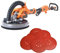 Evolution Power Tools Telescopic Dry Wall Sander with LED Torch, 225 mm (230 V) with Additional 6 Pack of 80 Grit Sanding Discs