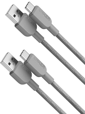 Anker Charger Cable [2 pack, 3ft], 310 USB A to Type C, Nylon Fast Charging for iPhone 17/16/15, iPad Pro, Samsung Galaxy, and More(USB 2.0, Grey)
