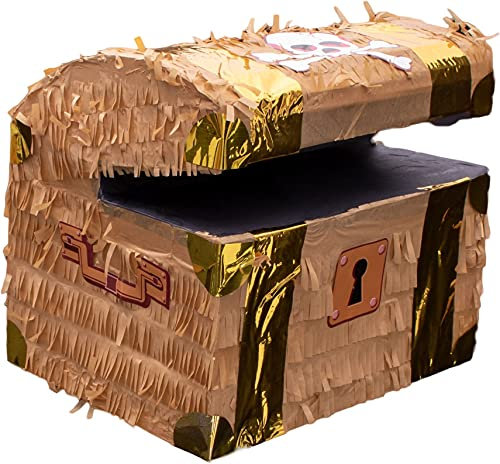 Goodtimes Pinata Schatztruhe Braun 30cm lang Partyspiel Zum Befüllen mit Süßigkeiten und zerschlagen Als Geschenkidee für Geburtstag Hochzeit JGA