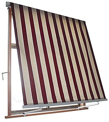 VERDELOOK Tenda da Sole Milos a Caduta avvolgibile con Braccetti 80 cm per ancoraggio, larghezza 2,5 m e altezza 2,5 m, beige e bordeaux