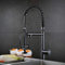 Küchenarmatur mit Herausziehbarer Dual-Spülbrause, 2 Wege Wasserhahn küche Spiralfederhahn 360°drehbar, Schwarz