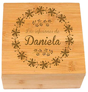 Regalo Personalizado: Caja de té de Madera grabada con el Texto Que tú Quieras