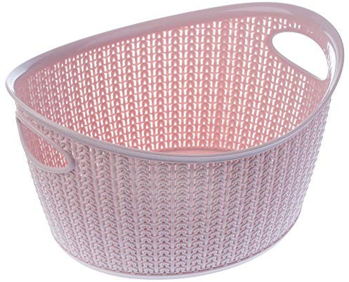 KADAX Aufbewahrungskorb, Regalkorb aus Kunststoff, Badkorb, Korb für Aufbewahrung, Kosmetik, Handtücher, leichter Universalkorb, Aufbewahrungsbehälter, Wäschekorb, vintage, oval (9L, rosa)