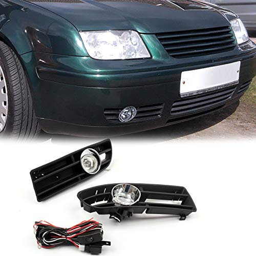 Bruce & Shark Stoßstangengrill Grill mit Nebelscheinwerfer Licht Passend für 99-04 Vw Jetta Bora Mk4 Tdi