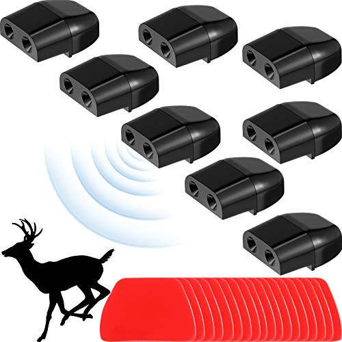 BBTO 8 Stücke Auto Hirsch Warnung Pfeifen Geräte 28 Klebebänder, Schwarz | Tier Repellent Alarm Hupe, Mit Dual Konstruktion, 8 Pfeifen Geräte, Mit 28 Klebebänder, Für Pkw, Lkw und Motorrad