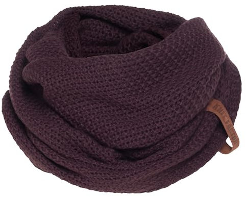 KNIT FACTORY - Coco Loop Schal - Gestrickter Schlauchschal - Für Damen und Herren - Herbst & Winter Essentials - Zeitloses Mode-Accessoire - Strickschal mit Wolle - Aubergine