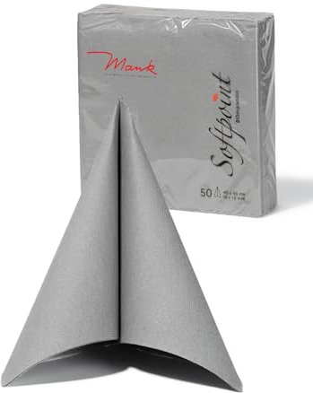 Mank Servietten Softpoint 2-lagig 40 x 40 cm | 1/4 Falz | soft wie Tissue und stabil wie Airlaid | praktische Einmal-Serviette mit Softpoint Prägung | 50 Stück | (Grau)