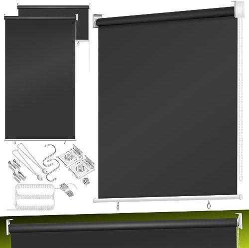 KESSER® Senkrechtmarkise Vertikalmarkise Balkonmarkise 140 x 240 cm Sichtschutz Sonnenschutz Seitenrollo Beschattung, Balkonrollo Stabil und wetterbeständig, für Balkon, Terrasse, Garten, Anthrazit