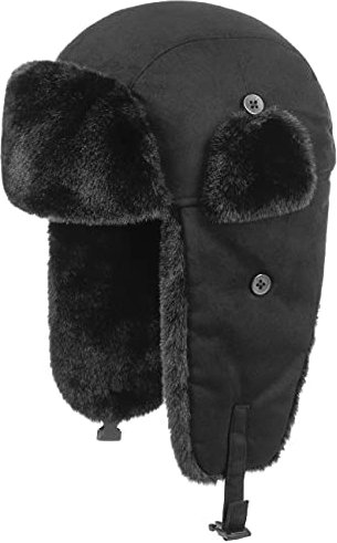 Seeberger Finola Fliegermütze Pilotenmütze Wintermütze Lapeer Damen - mit Ohrenklappen, Futter Herbst-Winter Winter - M (56-57 cm) schwarz