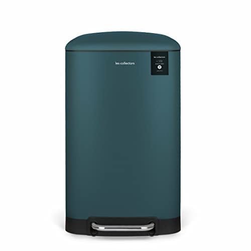 Les Collectors Küchen-Tretabfalleimer Edelstahl N°716 Fassungsvermögen 30 L, Kompakt, Praktisch, Herausnehmbarer Inneneimer, Design, Strapazierfähig, Geräuscharmer Deckelverschluss, Petrolblau