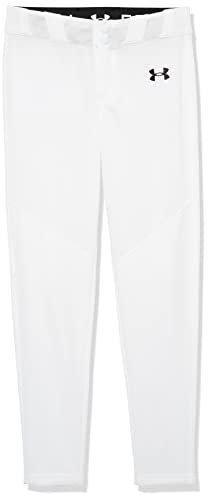 Under Armour Boys' Utility Baseball Pant, (100) White / / Black, Youth Medium