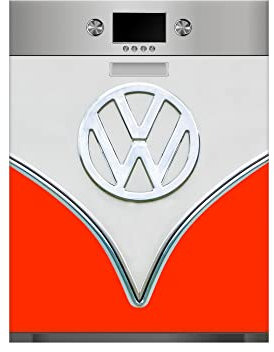 Oedim Vinilo para Lavavajillas Furgo Hippie Rojo, Vinilo Decorativo para lavavajillas, 50x65cm, decoración para cocinas, Pegatina lavavajillas-