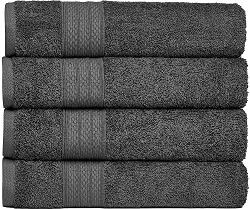 Brielle Handtuch-Set aus 100% Baumwolle - 4 Handtücher 50x100 cm, Baumwolle Sehr saugfähige Handtücher für das Badezimmer, Duschtuch in Hotel- & Spa-Qualität, Packung mit 4, Anthrazit Farbe