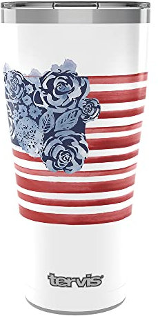 Tervis Sara Berrenson Sweet Home - Bicchiere termico a tripla parete con bandiera americana, 850 g, in acciaio inox