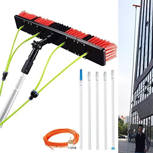 HFMY GWAWG 3-12m Waschbürste mit Wasseranschluss, Teleskopstange Fensterreinigung, Ausziehbarer Reiniger Wintergartendach, Reinigung von Photovoltaik- und Sonnenkollektoren, 12m Stange, 50cm Bürste