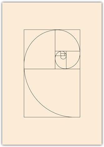 MOTIVISSO Poster Fibonacci groß (natur/schwarz) 50 cm x 70 cm, Elegante Goldene-Schnitt-Spirale Minimalistische Wandkunst, Zeitloses Geometrisches Design für Moderne Innenräume, viele Größen & Farben
