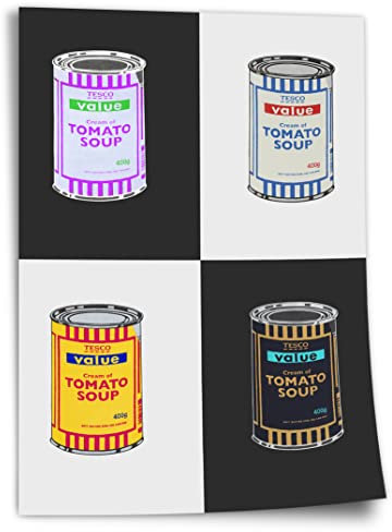 Poster Banksy Dose - Tomato Soup - Andy Warhol Pop-Art Modern Street-Art Marketing - Moderner Kunstdruck Klein bis Groß XXL Kunstdruck ohne Rahmen, Wandbild - A4, A3, A2, A1, A0, XXL - Wohnzimmer, ..