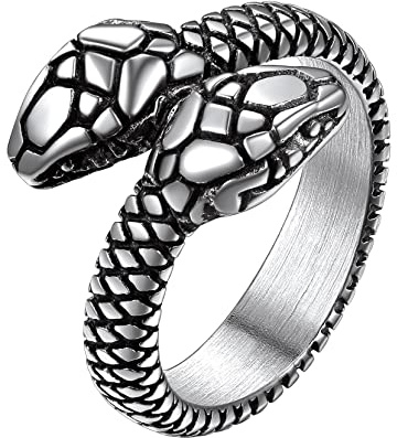 Richsteel Retro Snake Rings for Women Men, Gothic Python Animal Finger Ring Y2K Jewellery, Engraved Available, Send with Gift Box