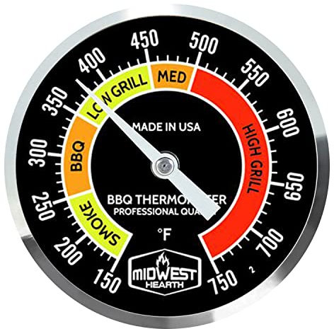 Midwest Hearth Termómetro profesional para parrilla de barbacoa (150°F - 1000°F)