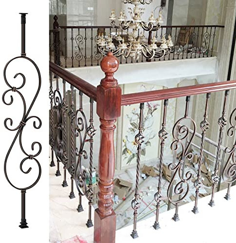 Geländer Außen/Innen Treppengeländer Uralte Schwarze Balusterspindeln - Schneidbares Eisen-Gartendeck-Treppenhaus-Veranda-Geländer Im Innen- und Außenbereich, für Hof Balkon Terrasse, Einfach zu Insta
