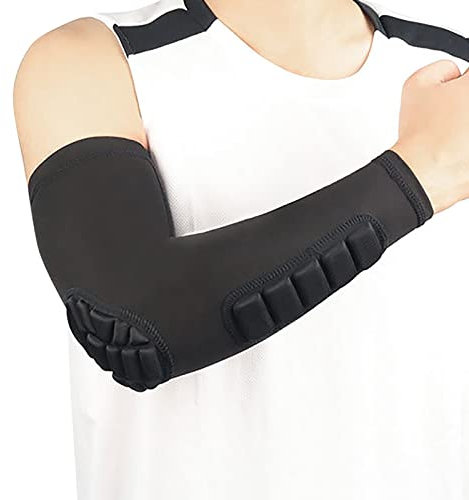 Hotfiary 2 Pack Manicotti Imbottiti per Giovani Adulti, Protezioni per Gomiti di Pallacanestro e Pallavolo con Cuscinetti Anti-crash, Supporto di Protezione a Compressione per L'avambraccio del Gomito