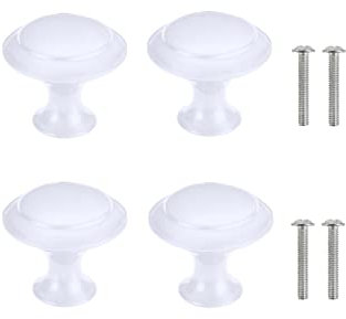 Yesmin 4 Piece Cabinet Door Knobs,Cupboard Drawer Door Knob for Kitchen Furniture Cabinet Knob with Screws-White(Large)