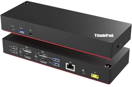 ThinkPad 40AF0135 Universal Hybrid USB-C with USB-A Adapter Docking Station for Lenovo Laptops, Dual Monitor, Comes with ITSPWR HDMI 4K Cable + 50 Cable Ties