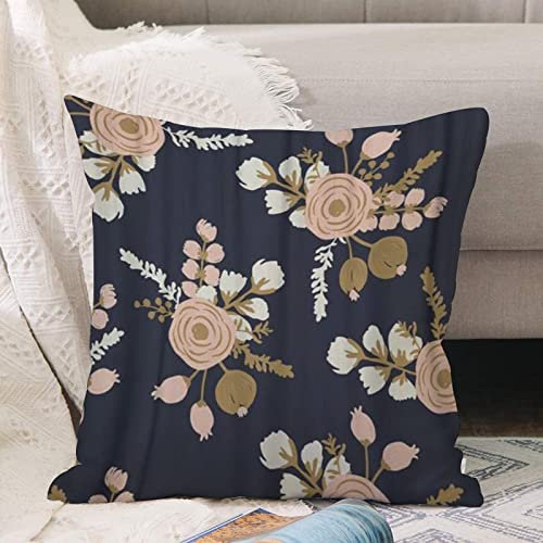 Cushion Covers 18x18 Inch,Watercolor Gold Rosa Blush Noisette Modern Rose Floral Pattern Flower Drawn,Throw Pillow Cover Soft Pillowcases with Invisible Zipper for Sofa and Couch 45x45cm