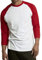 Herren Raglan Baseball Tee Shirt - Casual T-Shirts, 3/4 - Rot/Weiß, XL