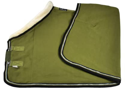 WAGNER Fleece Abschwitzdecke mit Fellkragen (Olive, 125)