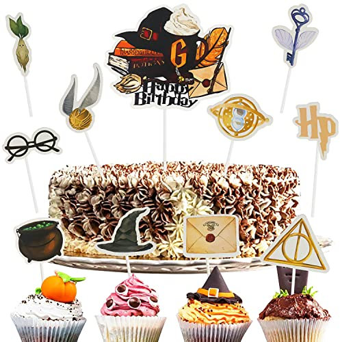 NTGRTY Magical Tortendeko 21 Stück Magier Kuchen Deko,Magical Wizard Cake Topper Magic Theme Torten Deko Harry Potter Kuchen Deko für Junge Mädchen Magic Theme Party Supplies