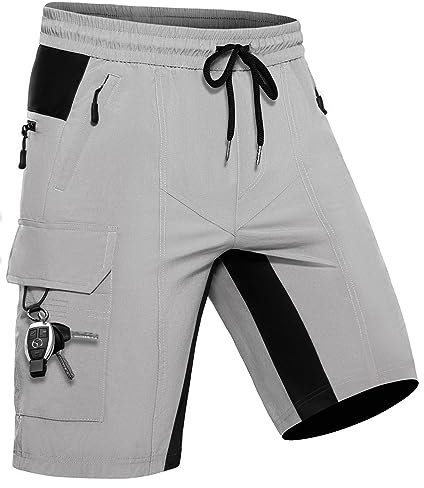 Wespornow Kurze Hose Herren Shorts Sommer mit 5 Taschen Stretch Leichte Cargo Sporthose Arbeitshosen Männer Kurz Wanderhose Bermuda Jogginghose Chino MTB Cargohose Gym Leinen(Hellgrau, XL)