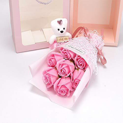 gande Künstliche Rosen-Blumen-Blatt-Brautstrauß-Hochzeits-Hauptdekorations-Holz-Blumen for Hochzeit getrocknete Blumen (Color : Pink, Size : One Size)