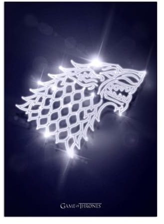 Displate Offiziell Game of Thrones MetallPoster Magnetische Befestigung Inklusive Lizenziert Bilder Hochwertiges Poster Dark Sigils - Stark Neon Sigil 45 cm x 32 cm