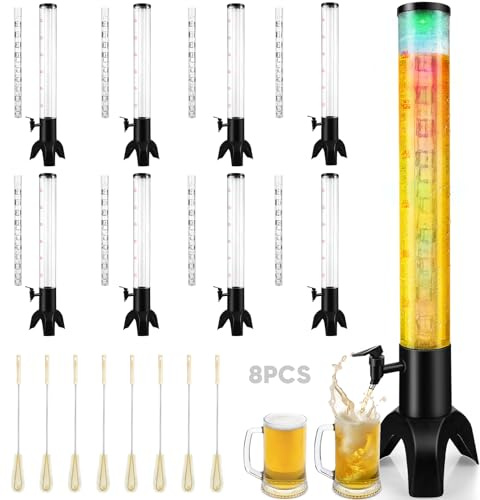 KK KMKGOKO Mimosa Tower, 100oz/3L Mimosa Tower Dispenser with Ice Tube and LED Light, Tabletop Beer Dispenser (8pcs)