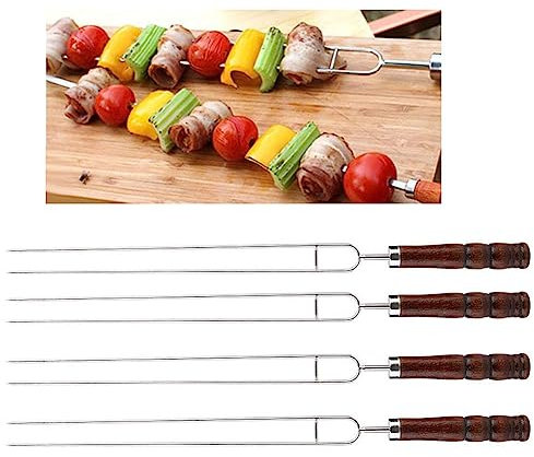 Spiedini per barbecue in acciaio inox di alta qualità, spiedini per barbecue a forma di U, specifiche: 4 forchette in sacchetto di PP (confezione da 4)