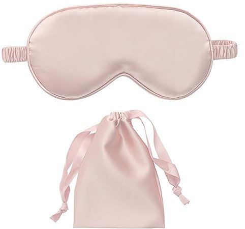 Schlafmaske Frauen Damen, Seide super weiche Augenmaske Augenschirm, Lichtblockierende Schlafmasken für Reisen, Nickerchen, Hause (Rosa)