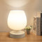 ONEWISH Lampe de Chevet Tactile - Lampe de Table Intensité Variable 3 Voies pour Chambre à Coucher, Salon, Abat-Jour en Verre Opale, Ampoule LED Incluse, Blanc