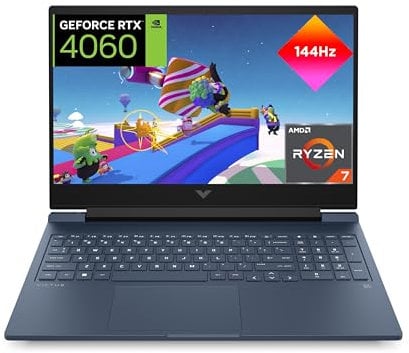 HP VICTUS 16-s0027ns - Ordenador portátil Gaming de 16.1 Full HD (AMD Ryzen 7 7840HS, 16GB RAM, 512GB SSD, NVIDIA GeForce RTX 4060, Sin Sistema Operativo) Blue - Teclado QWERTY Español